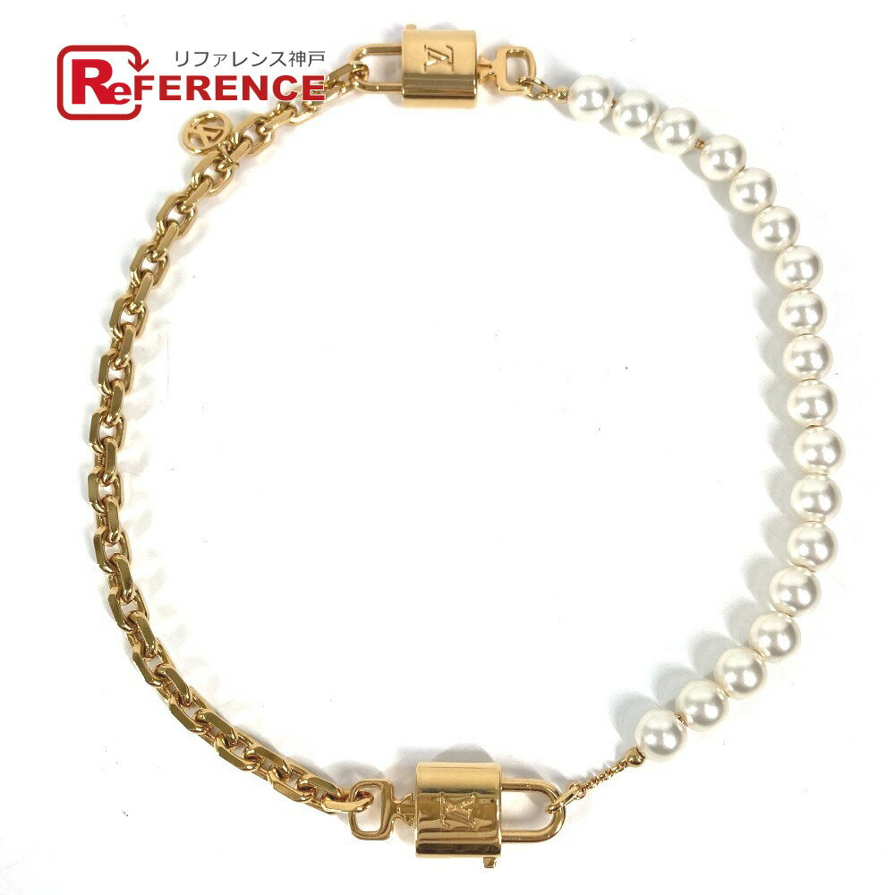 LOUIS VUITTON ルイヴィトン M02977 LVロゴ ネックレスパールロック 2WAY 2重ブレス ブレスレット チェーン ネックレス メタル ユニセックス ホワイト 【中古】