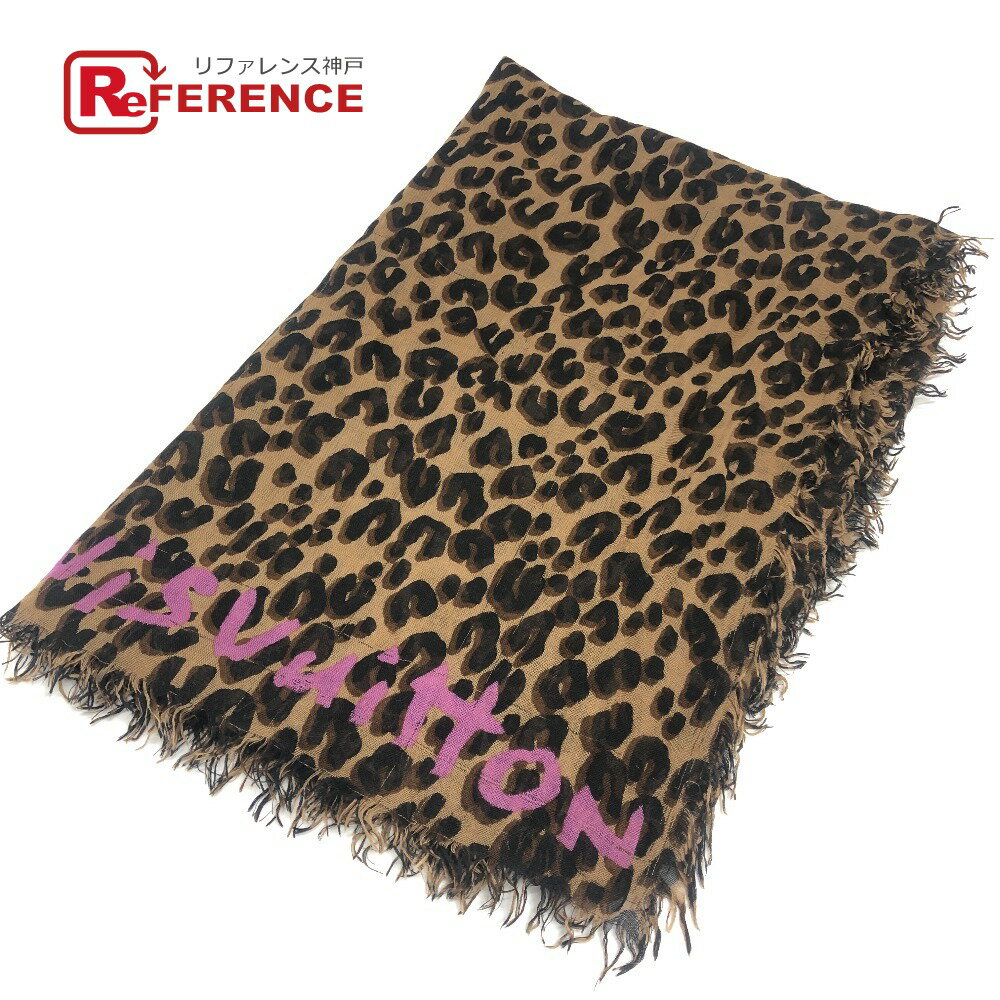 【 美品 】 ルイヴィトン　ストール　レオパード　ビッグロゴ　カシミア　シルク 美品 】 ルイヴィトン ストール レオパード ビッグロゴ カシミア