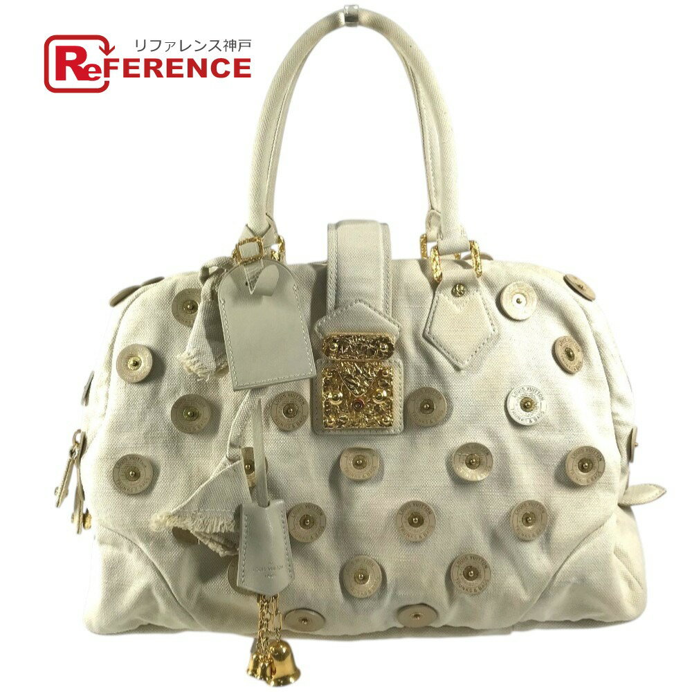 LOUIS VUITTON ルイヴィトン M95409 ポルカドッツ・パナマ ボウリィ ショルダーバッグ ベル付き カバン 肩掛け ボストンバッグ ハンドバッグ キャンバス レディース ホワイト系 【中古】