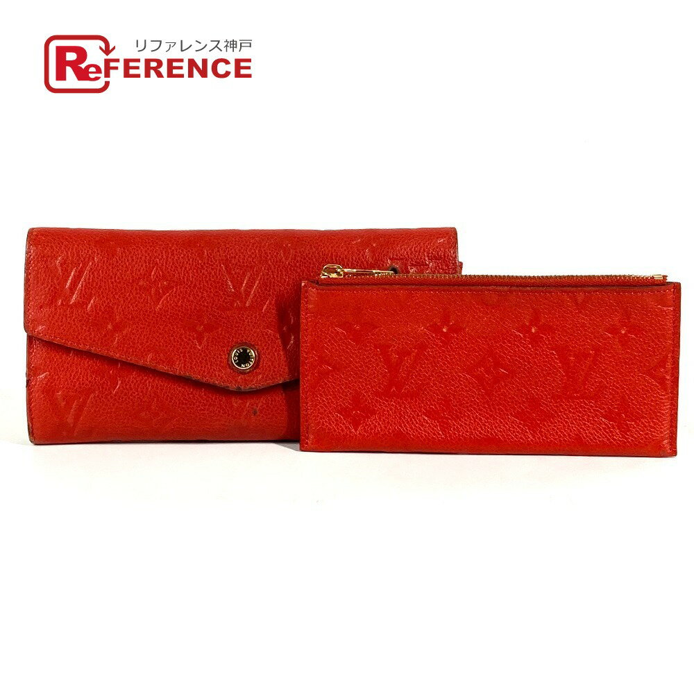 LOUIS VUITTON - LOUIS VUITTON ルイヴィトン M60302 モノグラムアンプラント ポルトフォイユ・キュリユーズ 2つ折り フラップ ロングウォレット コインケース付き 長財布 モノグラムアンプラントレザー ユニセックス オリアン レッド 【中古】