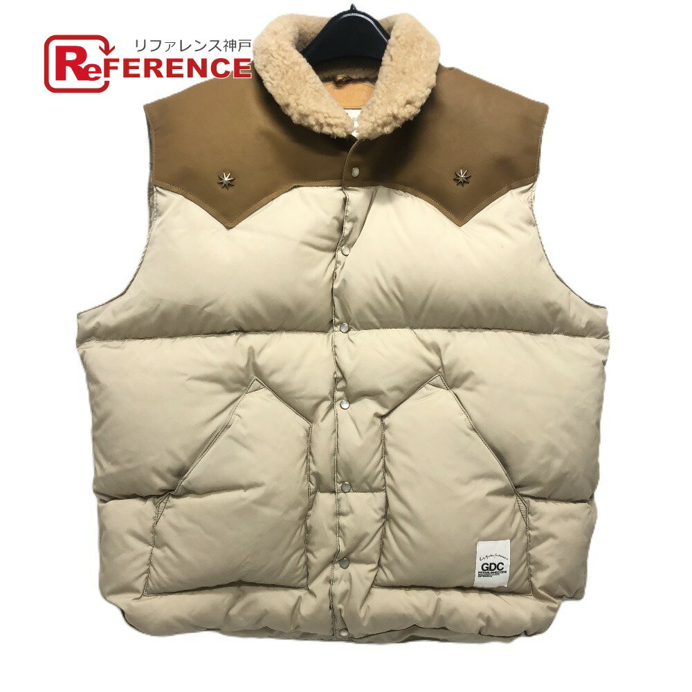 GD0117 Rocky Mountain × GDC Collabo Christy Vest ロッキーマウンテン × GDCコラボ クリスティ アパレル アウター ダウンベスト ナイロン メンズ ベージュ 未使用 【中古】
