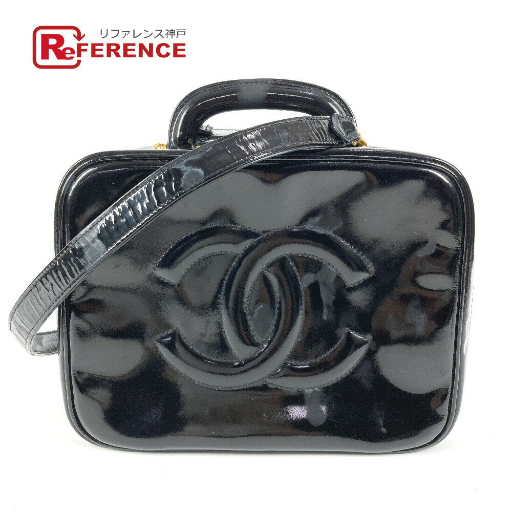 樂天商城 - CHANEL シャネル 2WAYバッグ CC ココマーク ロゴ バニティバッグ カバン ショルダーバッグ BOX ボックス ハンドバッグ エナメル レディース ブラック 【中古】