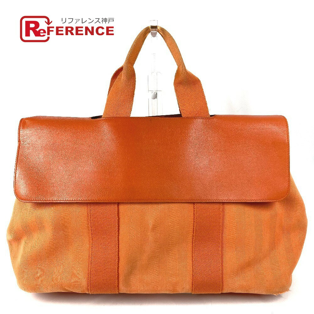 樂天商城 - HERMES エルメス ヴァルパライソ MM ヴァルパライソMM カバン フラップ トートバッグ ハンドバッグ トワルシェブロン /レザー ユニセックス オレンジ 【中古】