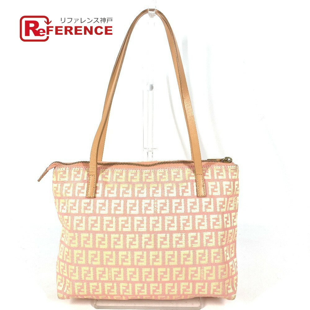 FENDI - FENDI フェンディ 8BH021 ズッキーノ ロゴ カバン 肩掛け トートバッグ ハンドバッグ ショルダーバッグ レザー/キャンバス レディース ピンク 【中古】