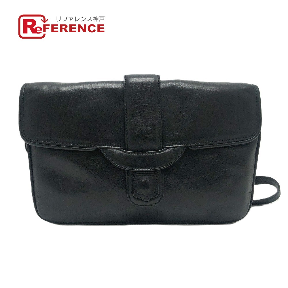 CELINE セリーヌ ロゴ 斜め掛け カバン 肩掛け バッグ ショルダーバッグ レザー レディース ブラック 【中古】