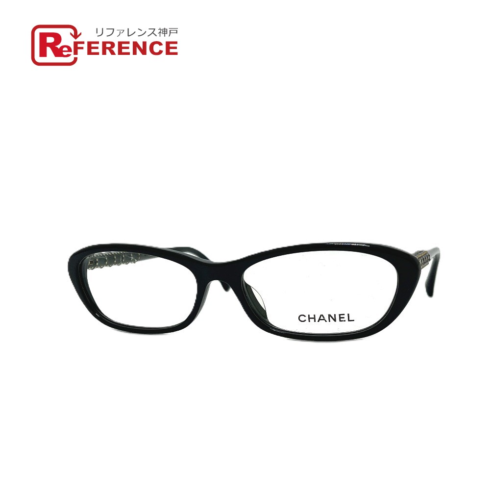 樂天商城 - CHANEL シャネル 3215-A ココマーク スタッズ 伊達メガネ メガネフレーム アイウェア 眼鏡 めがね メガネ 眼鏡 プラスチック レディース ブラック 【中古】