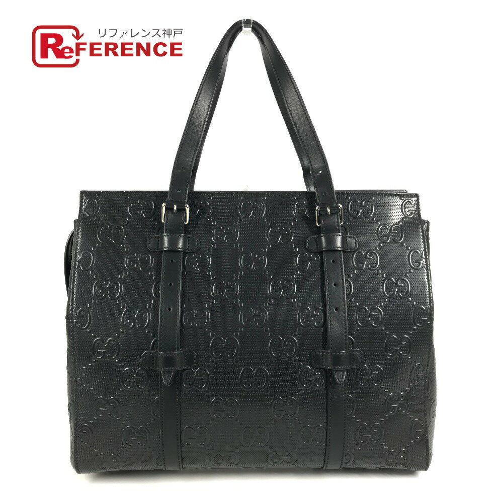 GUCCI グッチ 625774 GG エンボス ロゴ カバン トートバッグ 肩掛け ショルダーバッグ レザー ユニセックス ブラック 【中古】
