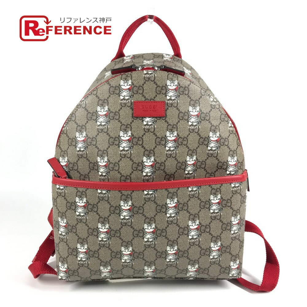 GUCCI グッチ 782708 GGスプリーム キャット 猫 カバン バックパック リュックサック GGスプリームキャンバス キッズ ベージュ 未使用 【中古】