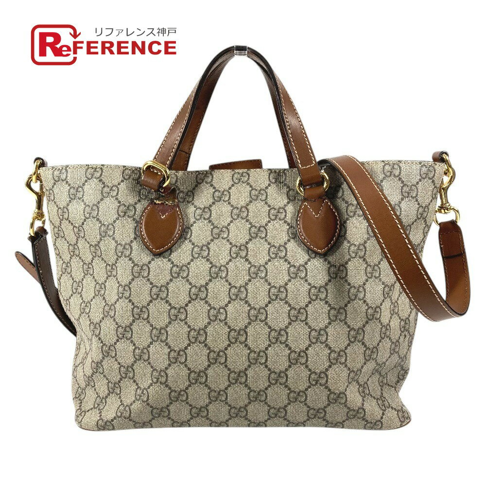 GUCCI - GUCCI グッチ 473887 GGスプリーム 2WAYバッグ ロゴ カバン トートバッグ ショルダーバッグ 斜め掛け ハンドバッグ GGスプリームキャンバス /レザー ユニセックス ベージュ 【中古】