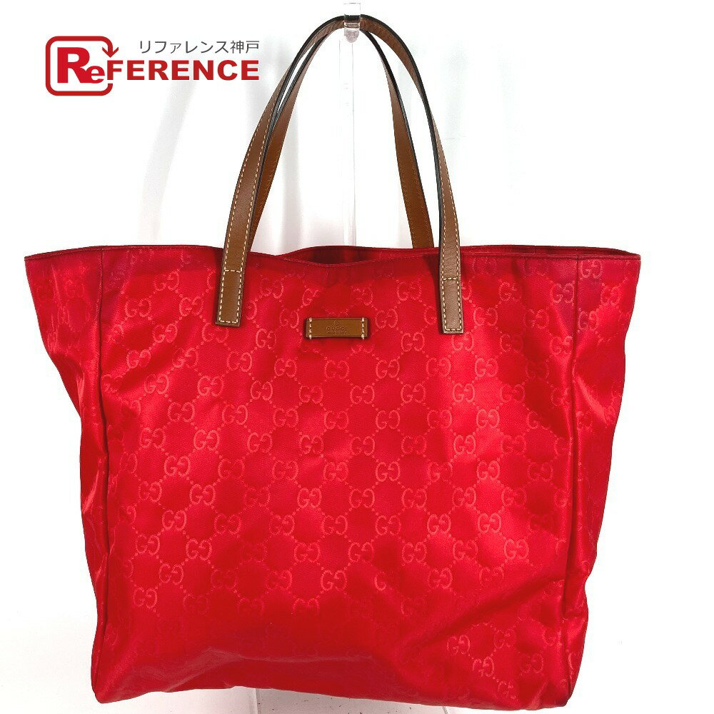 GUCCI グッチ 282439 ロゴ GG カバン 肩掛け トートバッグ ショルダーバッグ レザー/ナイロン ユニセックス レッド 【中古】