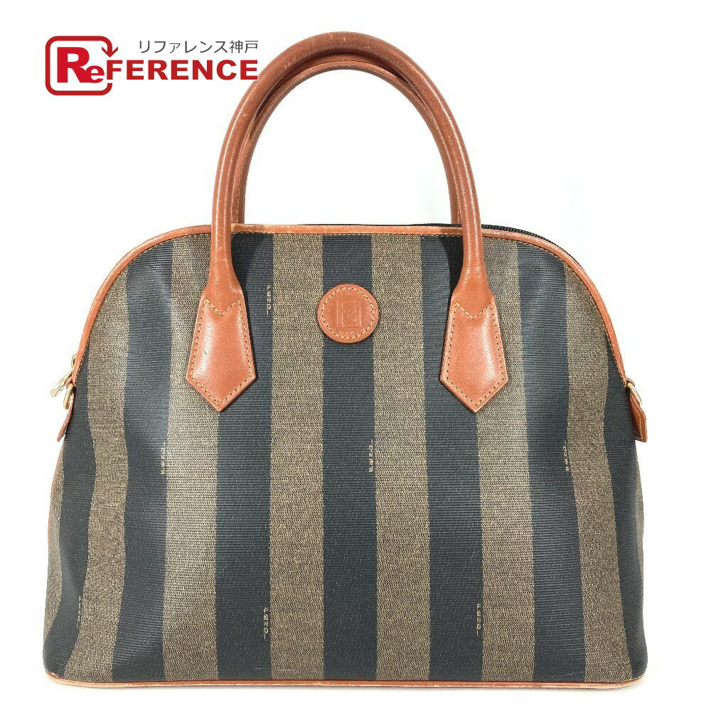 FENDI - FENDI フェンディ ヴィンテージ ペカン ロゴ カバン ハンドバッグ トートバッグ PVC/レザー レディース カーキ 【中古】