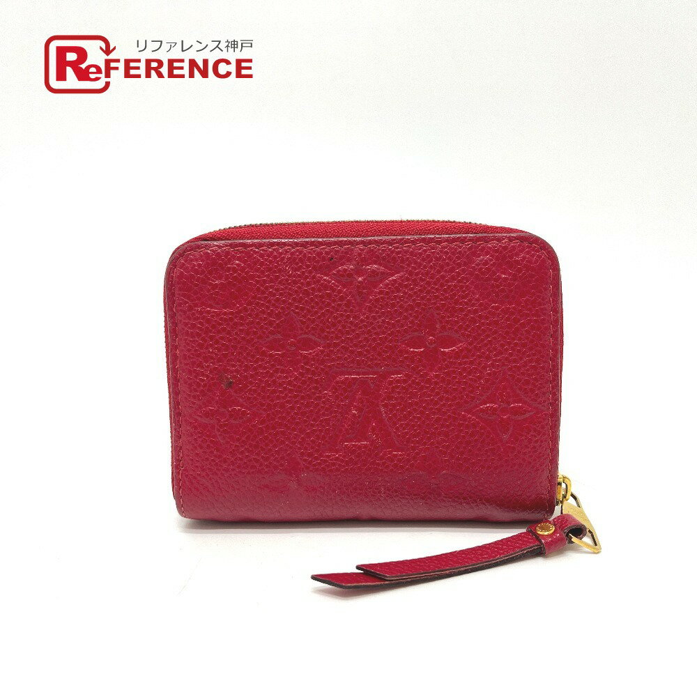 LOUIS VUITTON - LOUIS VUITTON ルイヴィトン M63696 モノグラムアンプラント ジッピー・コインパース 小銭入れ ラウンドファスナー 財布 ウォレット コインケース モノグラムアンプラントレザー レディース レッド 【中古】