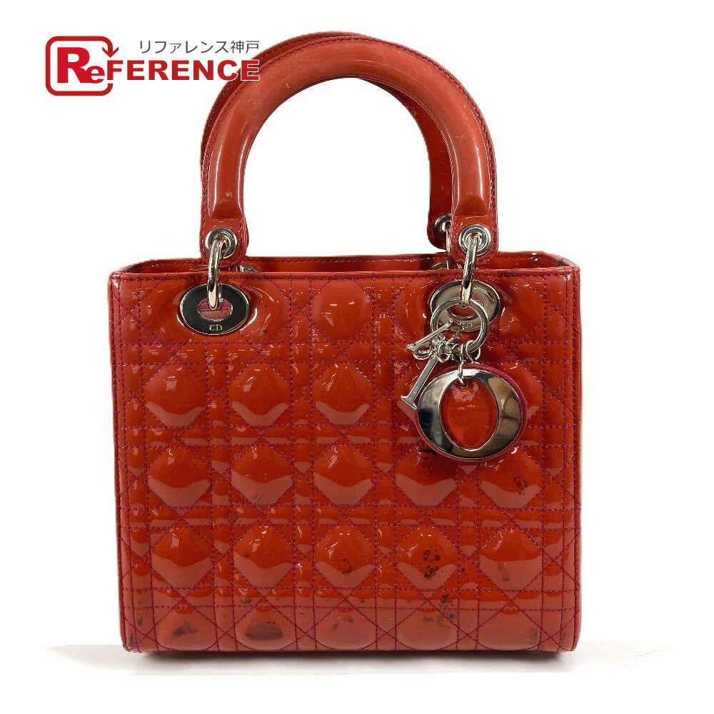 Dior ディオール カナージュ ロゴ レディディオール Ladydior カバン トートバッグ ハンドバッグ エナメル レディース ピンク系 【中古】