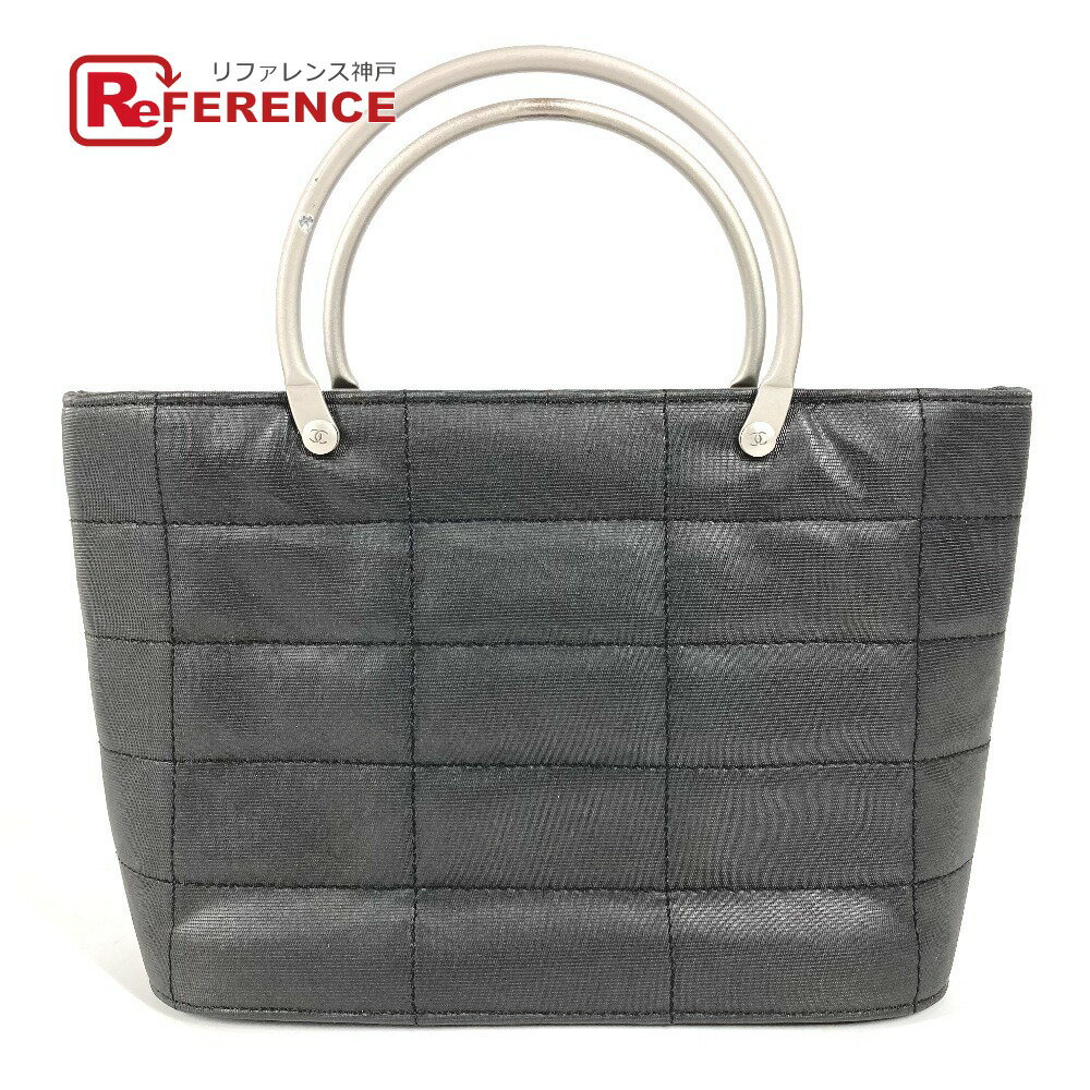 CHANEL シャネル メタルハンドル チョコバー カバン トートバッグ ハンドバッグ ナイロン レディース グレー 【中古】