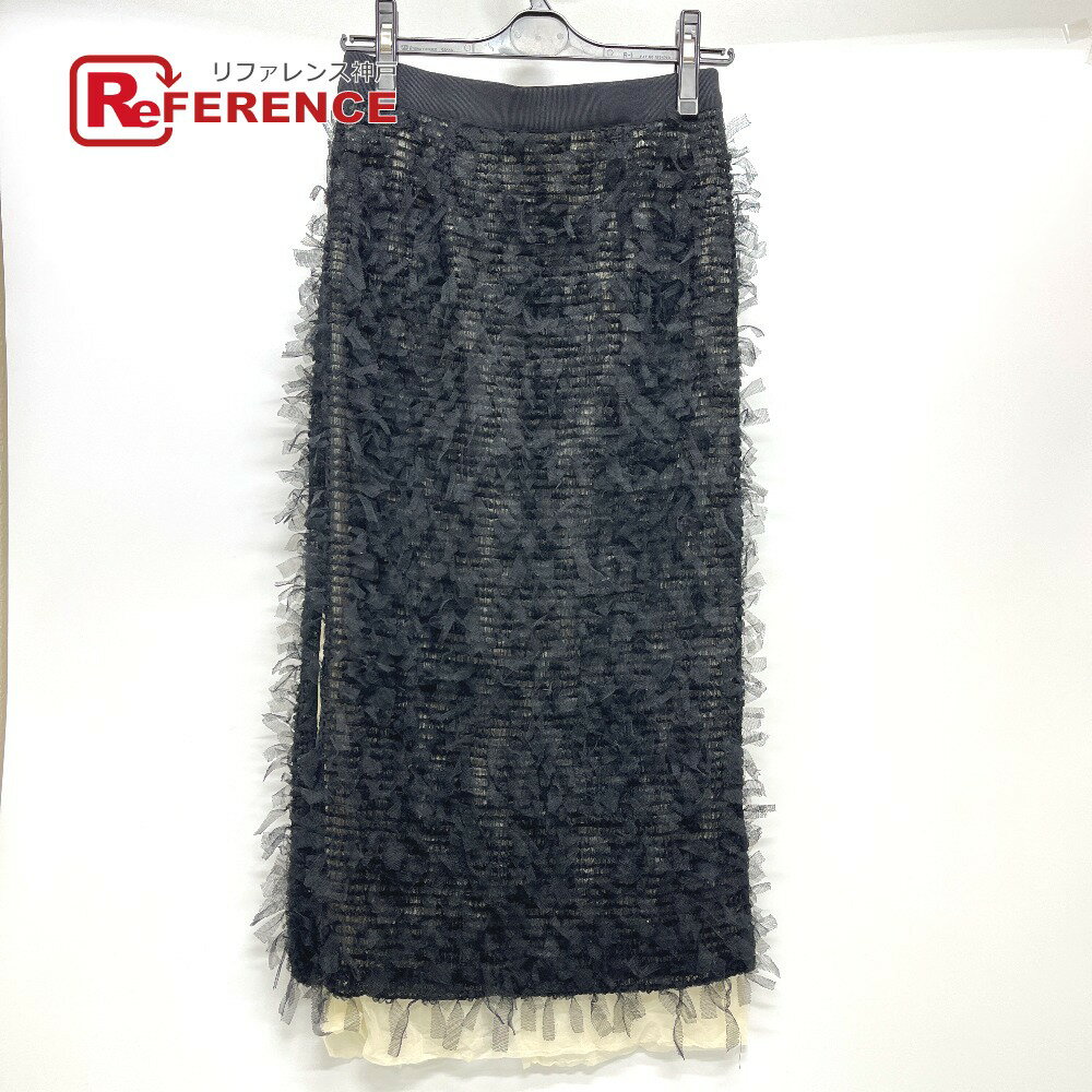 LE CIEL BLEU ルシェルブルー 27S67405 フラッフィー タイト ロング アパレル スカート ポリエステル レディース ブラック 新品同様 【中古】