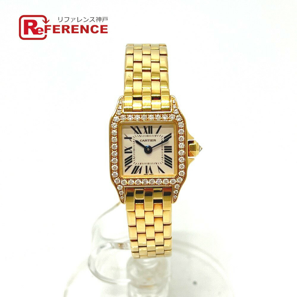 CARTIER カルティエ WF9006Y7 ミニサントス ドゥモアゼル ダイヤベゼル クォーツ 腕時計 K18YG レディース ゴールド 【中古】