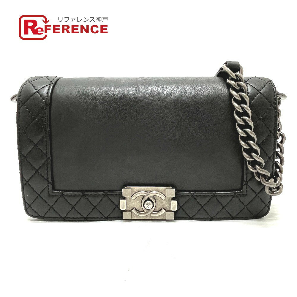 Rakuten - CHANEL シャネル A92193 ココマーク ボーイシャネル チェーン ショルダーバッグ カーフスキン レディース ブラック 【中古】