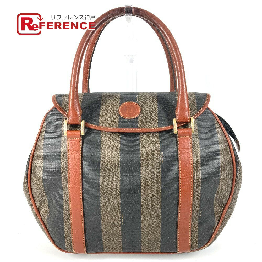 FENDI - FENDI フェンディ ヴィンテージ ロゴ ペカン カバン トートバッグ フラップ ハンドバッグ PVC/レザー ユニセックス カーキ 【中古】