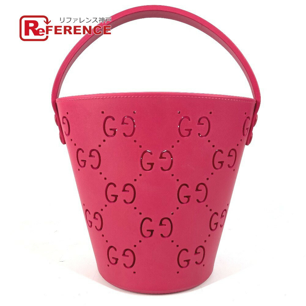 GUCCI - GUCCI グッチ 723051 チルドレンズ GG ロゴ バケットバッグ ミニボストンバッグ カバン ハンドバッグ ラバー ユニセックス ピンク 【中古】