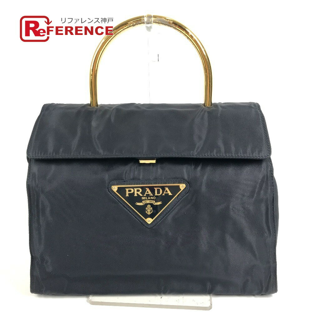 【美品✨】プラダ ワンショルダー ハンドバッグ メタルハンドル ナイロン 三角 PRADA（プラダ） 極 美品 三角ロゴ プレート 金具 テスート ナイロン
