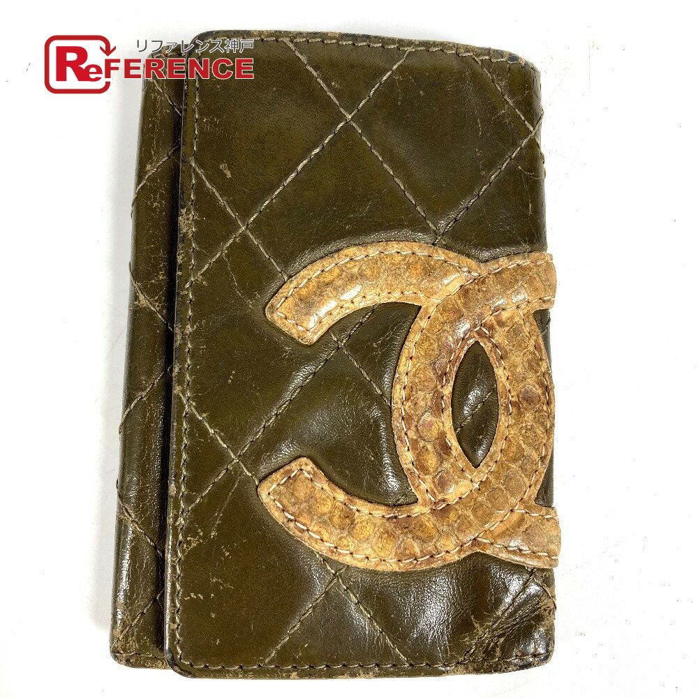 CHANEL シャネル A26723 カンボンライン CC ココマーク 6連 鍵 キーケース レザー レディース カーキ 【中古】