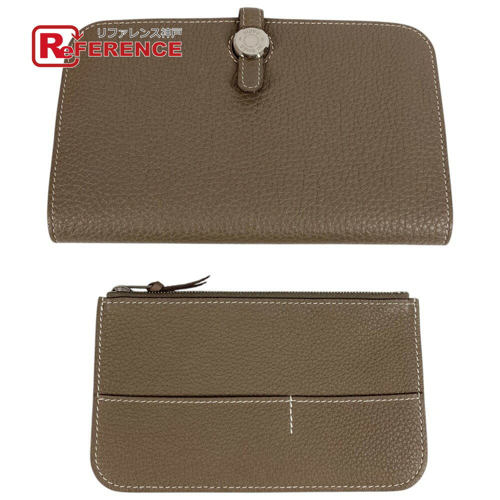 B, C, D, G, J, L, S, T, Z - HERMES エルメス ドゴンデュオGM ドゴン デュオ GM ウォレット 財布 長財布 トゴ ユニセックス エトゥープ グレー 【中古】