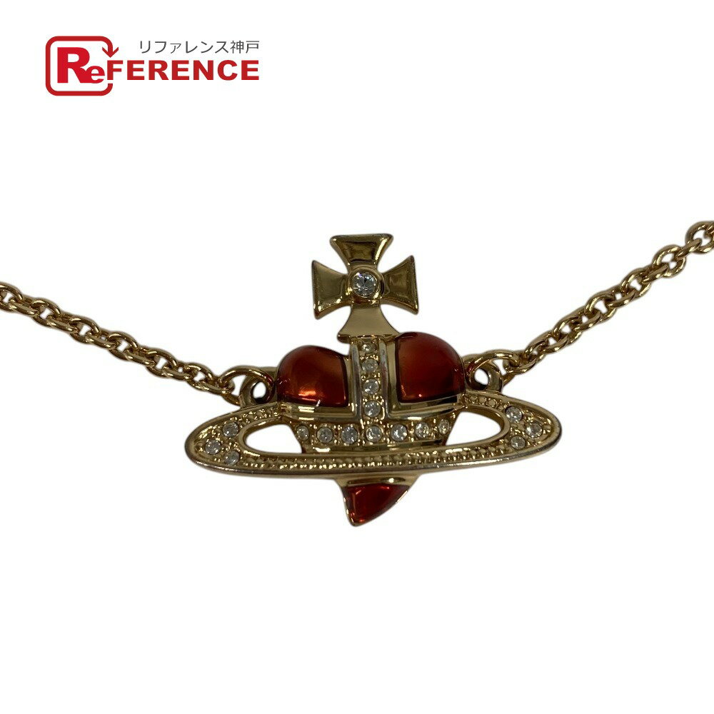 Vivienne Westwood ヴィヴィアンウエストウッド オーブ ロゴ ラインストーン アクセサリー チェーン ブレスレット メタル ユニセックス ゴールド 【中古】