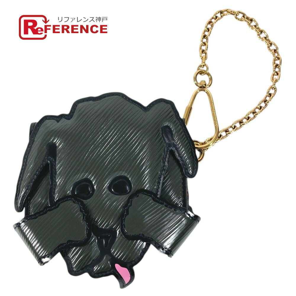 LOUIS VUITTON - LOUIS VUITTON ルイヴィトン M63897 エピ キャットグラム 犬 ドッグ カードホルダー ドッグカードホルダー パスケース チェーン キーホルダー バッグチャーム カードケース エピレザー ユニセックス ブラック 【中古】