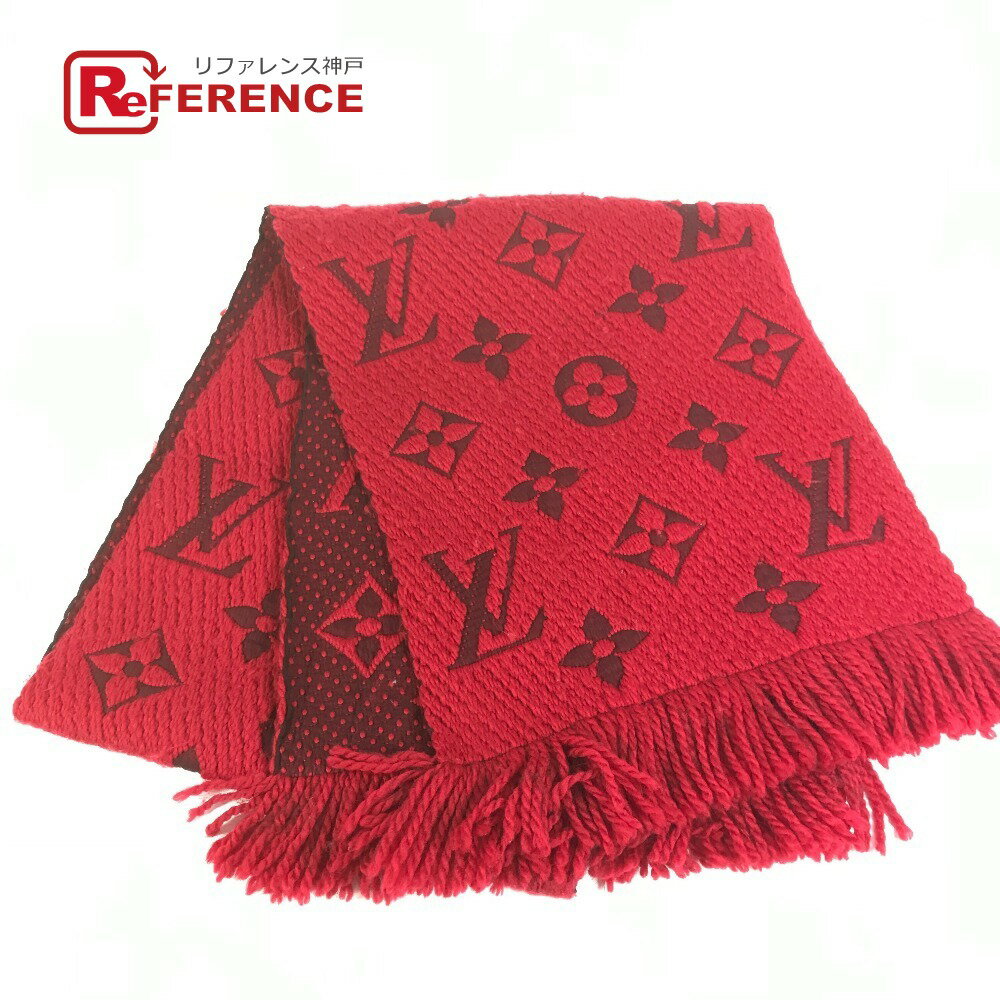 LOUIS VUITTON - LOUIS VUITTON ルイヴィトン M72432 エシャルプ ロゴ マニア エシャルプロゴマニア フリンジ マフラー ウール /シルク ユニセックス レッド 【中古】