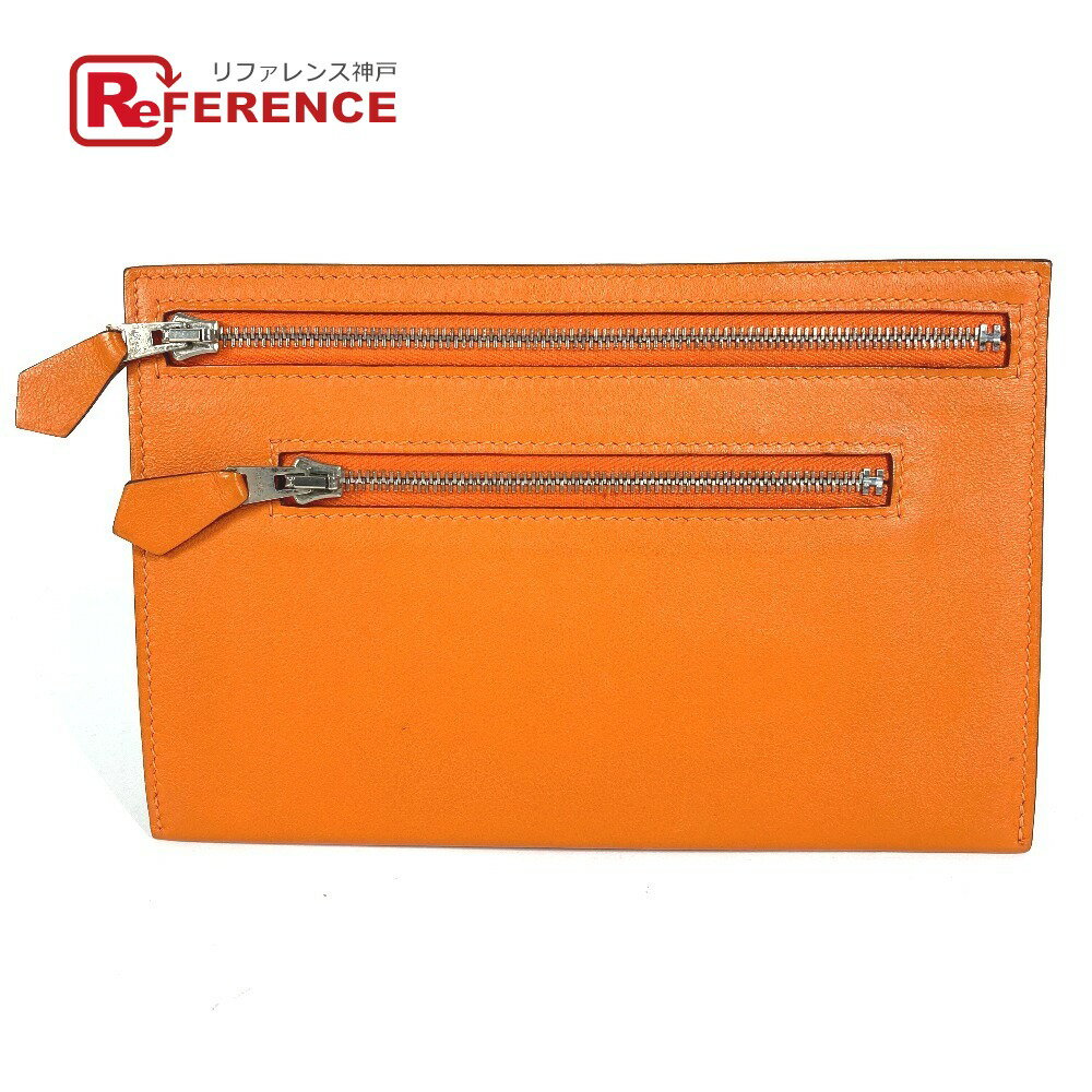 樂天商城 - HERMES エルメス ジップザック Wジップ フラットポーチ カードケース 小銭入れ 財布 コインケース ポーチ シェーブル ユニセックス オレンジ 【中古】