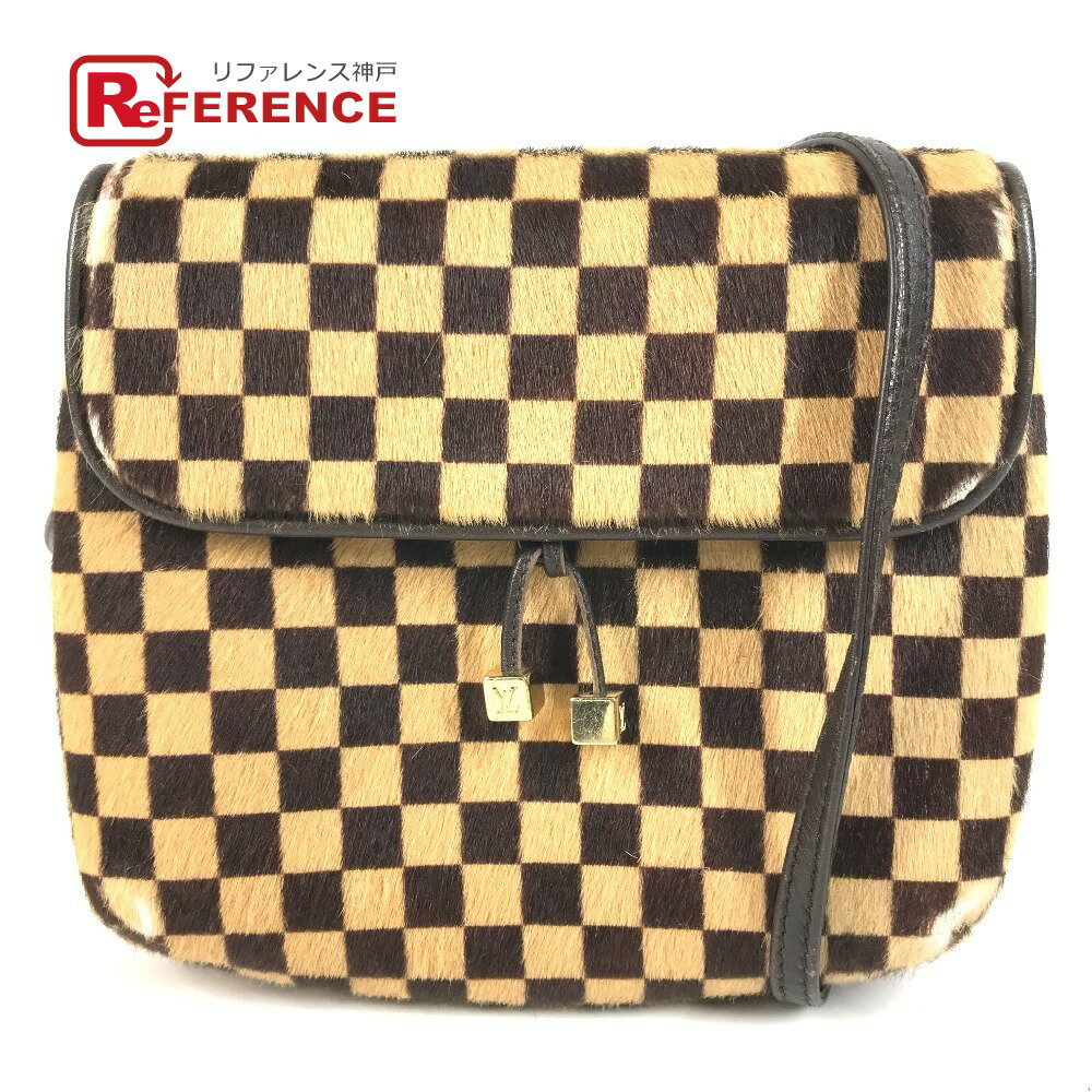 LOUIS VUITTON ルイヴィトン M92130 ダミエソバージュ ガゼル カバン 斜め掛け ポシェット フラップ ショルダーバッグ ハラコ /レザー ユニセックス ブラウン 【中古】