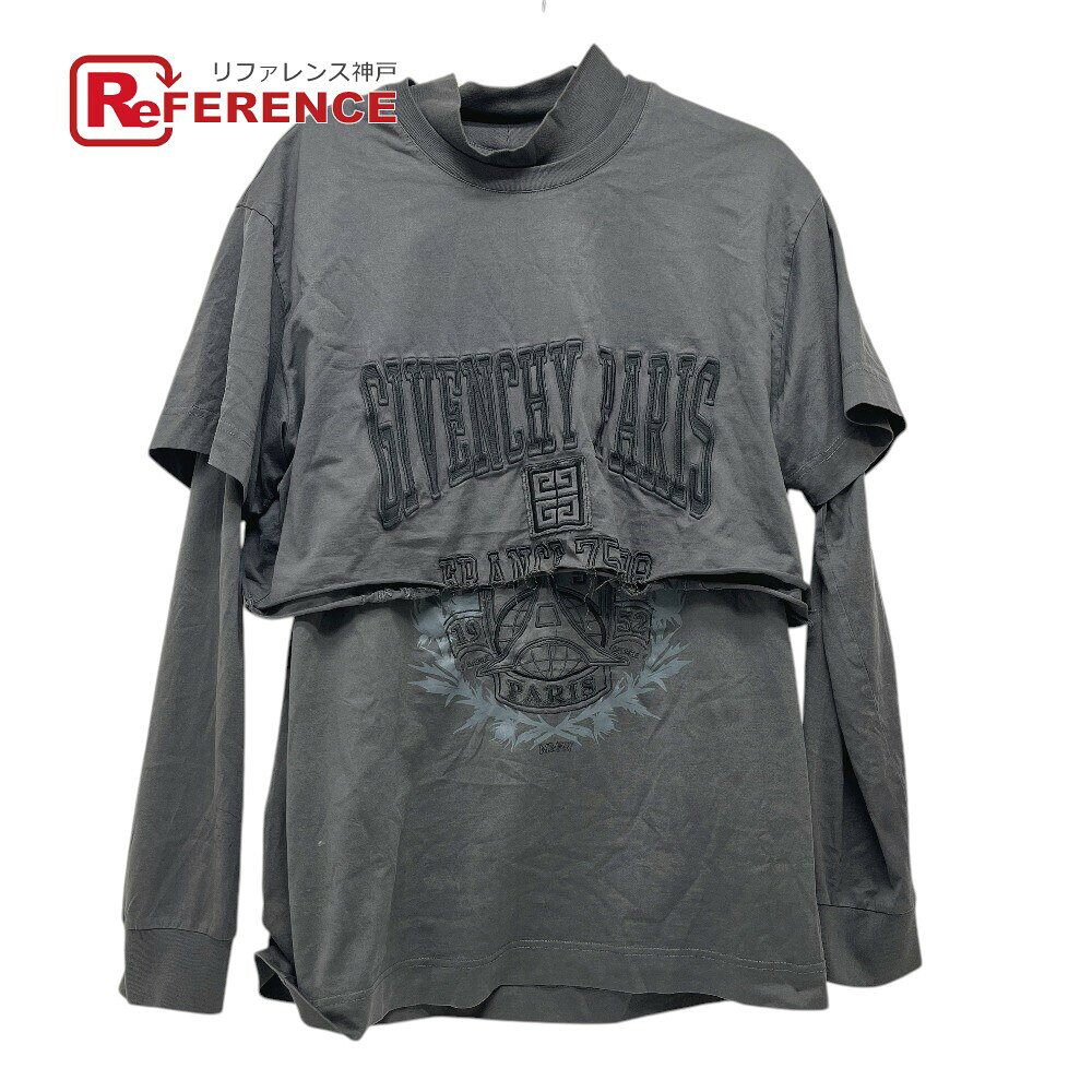 樂天商城 - GIVENCHY ジバンシィ BM71FC3Y8T 2022AW オーバーラップエンブロイダリー アパレル トップス ロングTシャツ コットン メンズ グレー 新品同様 【中古】