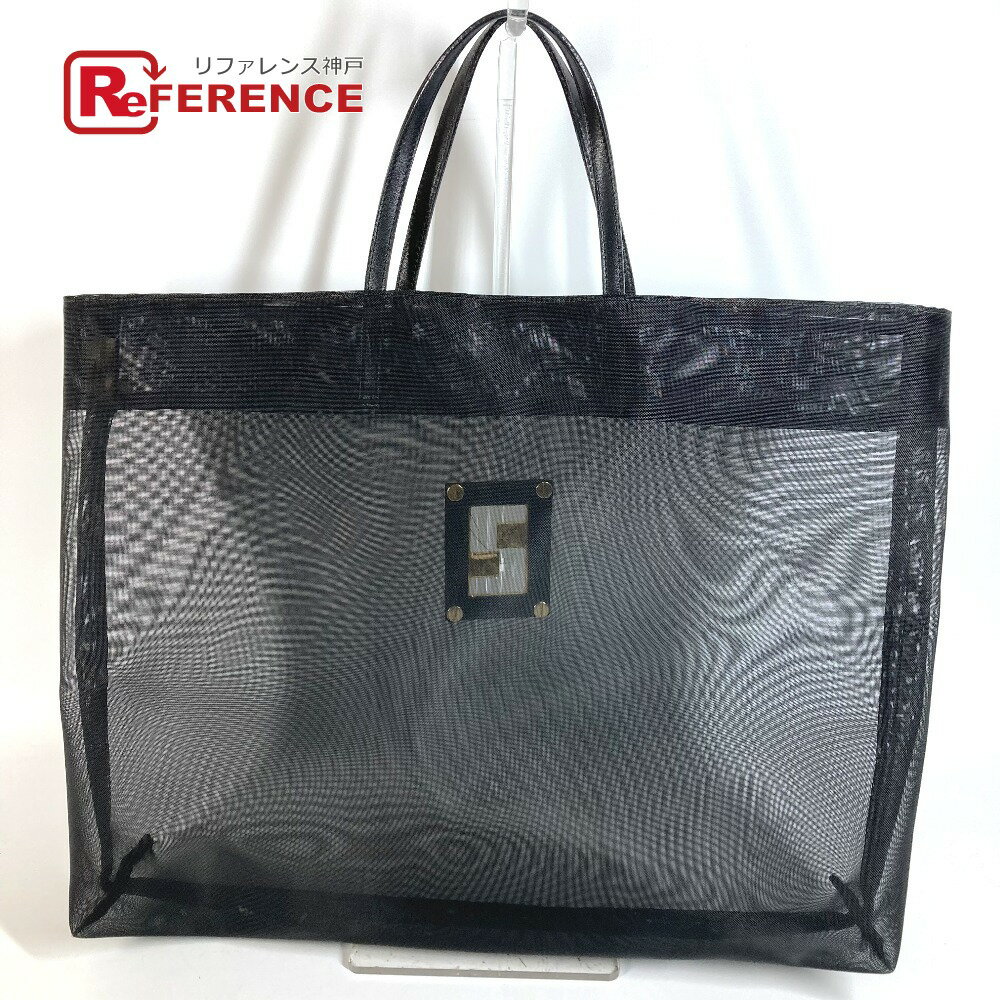樂天商城 - FENDI フェンディ ヴィンテージ FF ロゴ メッシュ カバン 肩掛け ショルダーバッグ トートバッグ ハンドバッグ メッシュ/レザー ユニセックス ブラック 【中古】