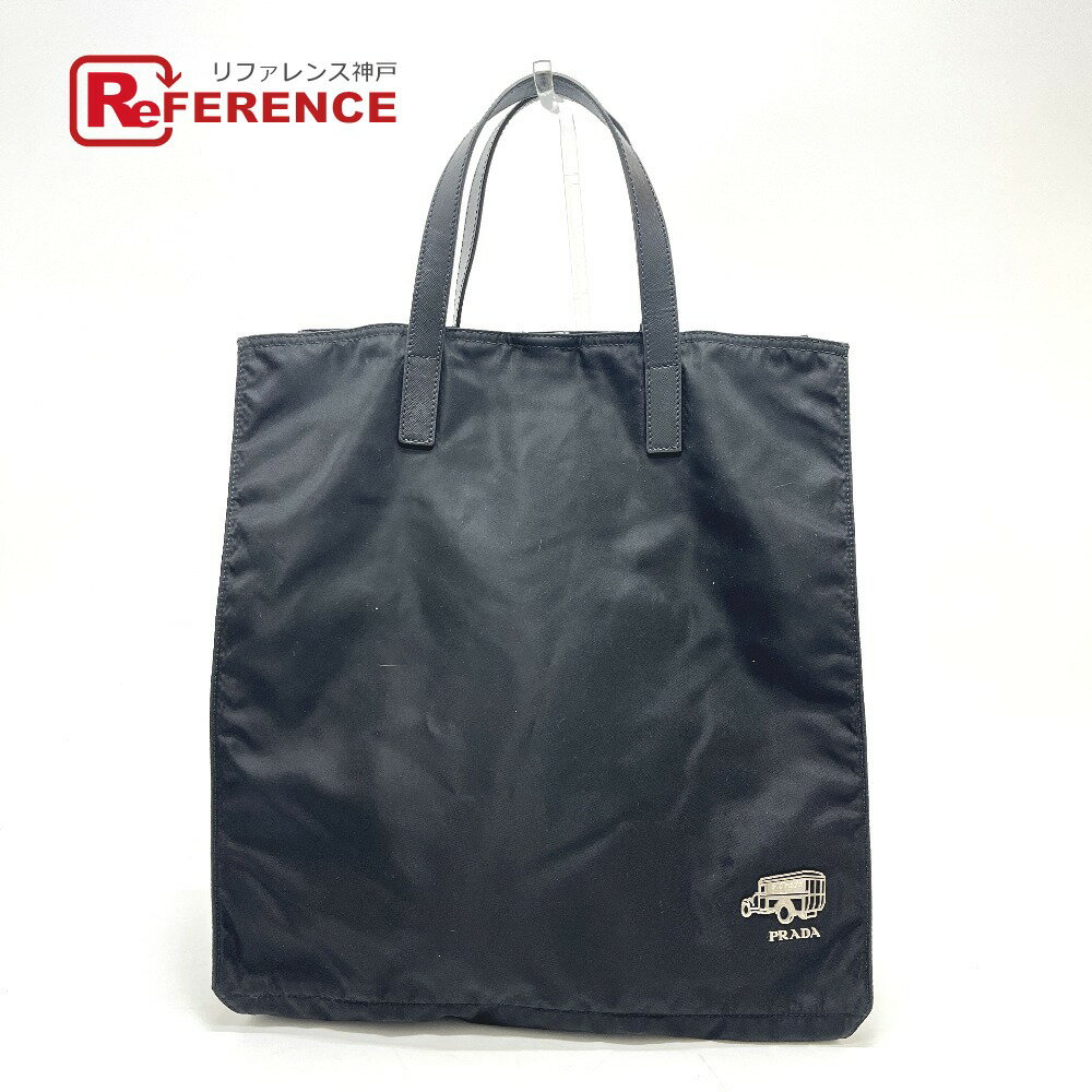 乐天商城 - PRADA プラダ VA905A ロゴ 車モチーフ カバン bag トートバッグ ナイロン ユニセックス ブラック 【中古】