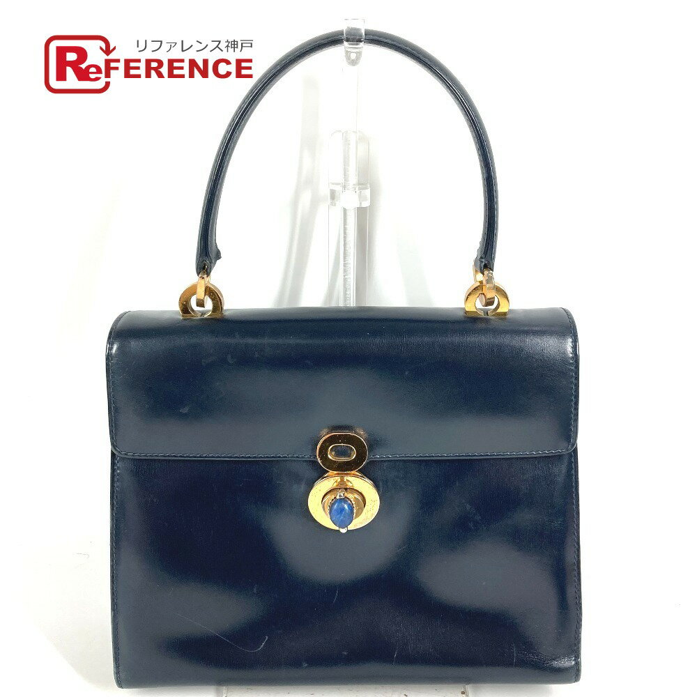 GUCCI グッチ ヴィンテージ ラピスラズリ カバン フラップ トートバッグ ハンドバッグ レザー レディース ネイビー 【中古】