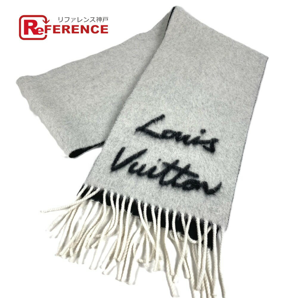 LOUIS VUITTON - LOUIS VUITTON ルイヴィトン M92527 フリンジ ロゴ マフラー フラッフィーグラム マフラー ウール ユニセックス ホワイト 【中古】