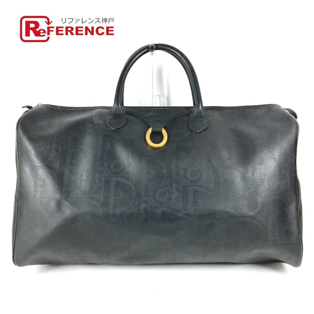 CHRISTIAN DIOR - Dior ディオール ヴィンテージ トロッター ロゴ カバン トラベルバッグ 旅行バッグ ハンドバッグ ボストンバッグ PVC/レザー ユニセックス ブラック 【中古】