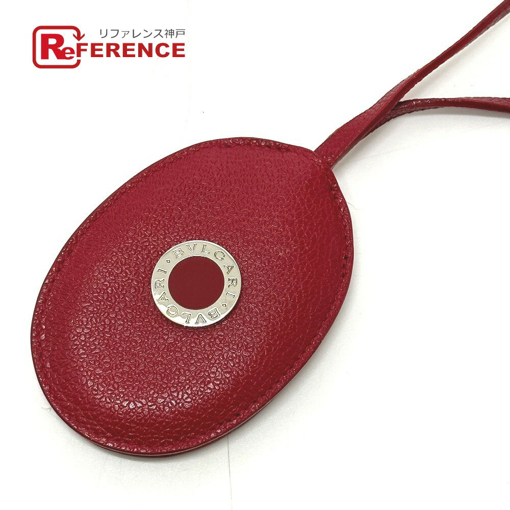 BVLGARI ブルガリ ロゴ キーリング ネックストラップ バッグチャーム レザー レディース レッド 【中古】