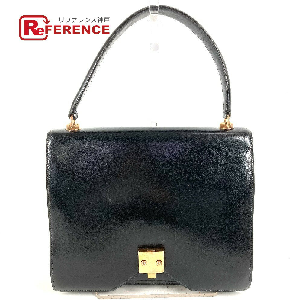 HERMES エルメス ヴィンテージ サック G8 カバン フラップ トートバッグ ハンドバッグ ボックスカーフ ユニセックス ブラック 【中古】