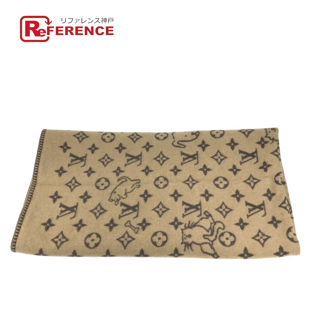 LOUIS VUITTON ルイヴィトン MP2259 毛布 インテリア クラシック キャットグラム ブランケット 猫 アニマル ブランケット ウール/カシミヤ レディース ブラウン 【中古】