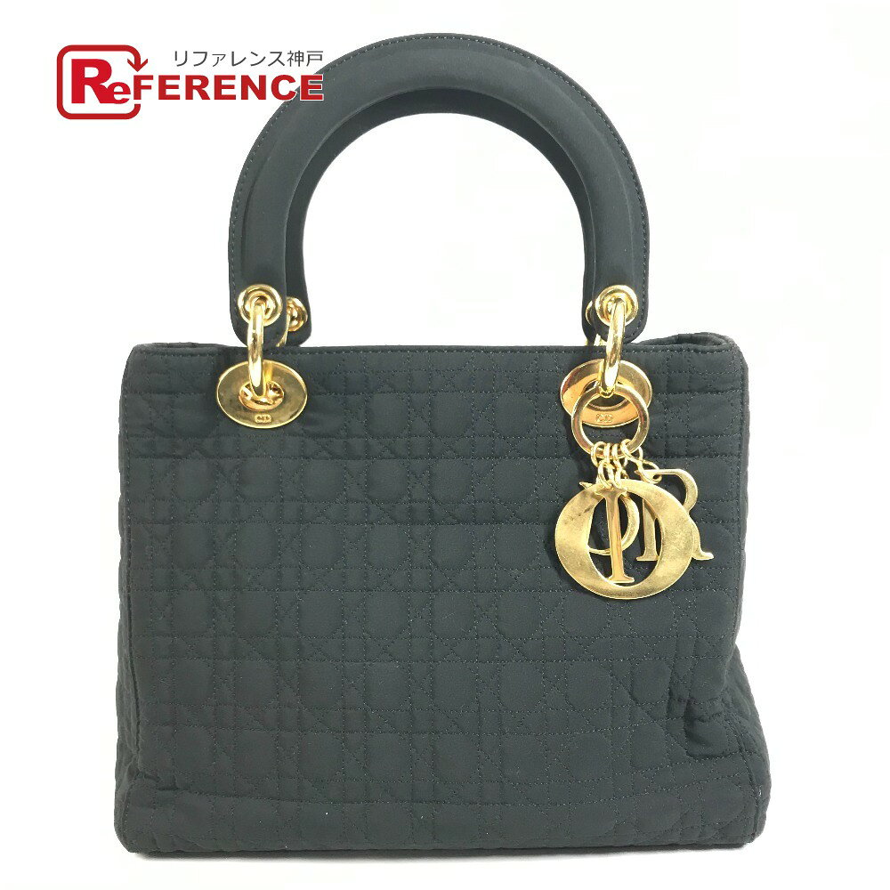 Dior ディオール カナージュ レディディオール lady dior ハンドバック バック カバン トートバッグ ハンドバッグ ナイロン レディース ブラック 【中古】