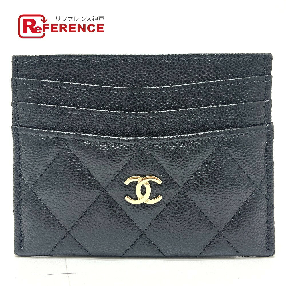 CHANEL シャネル AP4472 マトラッセ ココマーク タイムレスクラシック パスケース 定期入れ 名刺入れ カードケース キャビアスキン レディース ブラック 未使用 【中古】