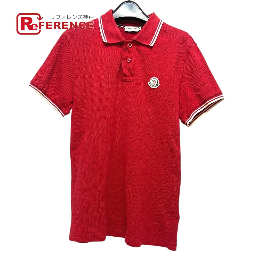 MONCLER モンクレール ワッペン 半袖 ポロシャツ コットン メンズ レッド 【中古】