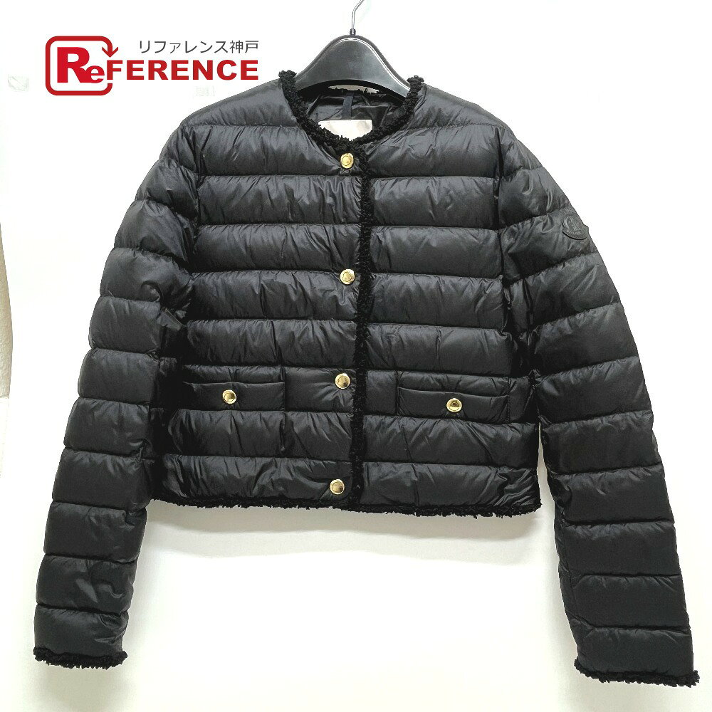 MONCLER モンクレール 1A00104 Fleurs フルール アパレル ハーフジャケット アウター ノーカラー ダウンジャケット ナイロン レディース ブラック 未使用 【中古】
