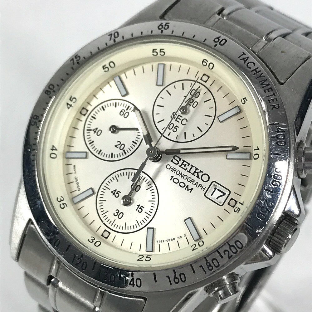 SEIKO セイコー 7T92-0DW0 スピリット クロノグラフ クォーツ 腕時計 ステンレススチール メンズ ホワイト 【中古】