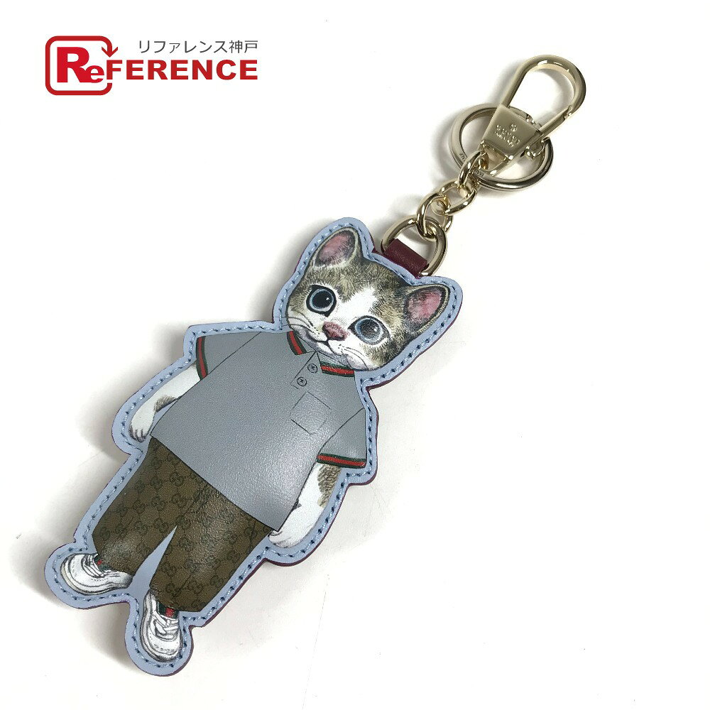 GUCCI グッチ 851742 ヒグチユウコ コラボ GGスプリーム ボリスキャット キーチャーム 猫 バッグチャーム キーホルダー GGスプリームキャンバス ユニセックス ベージュ 未使用 【中古】