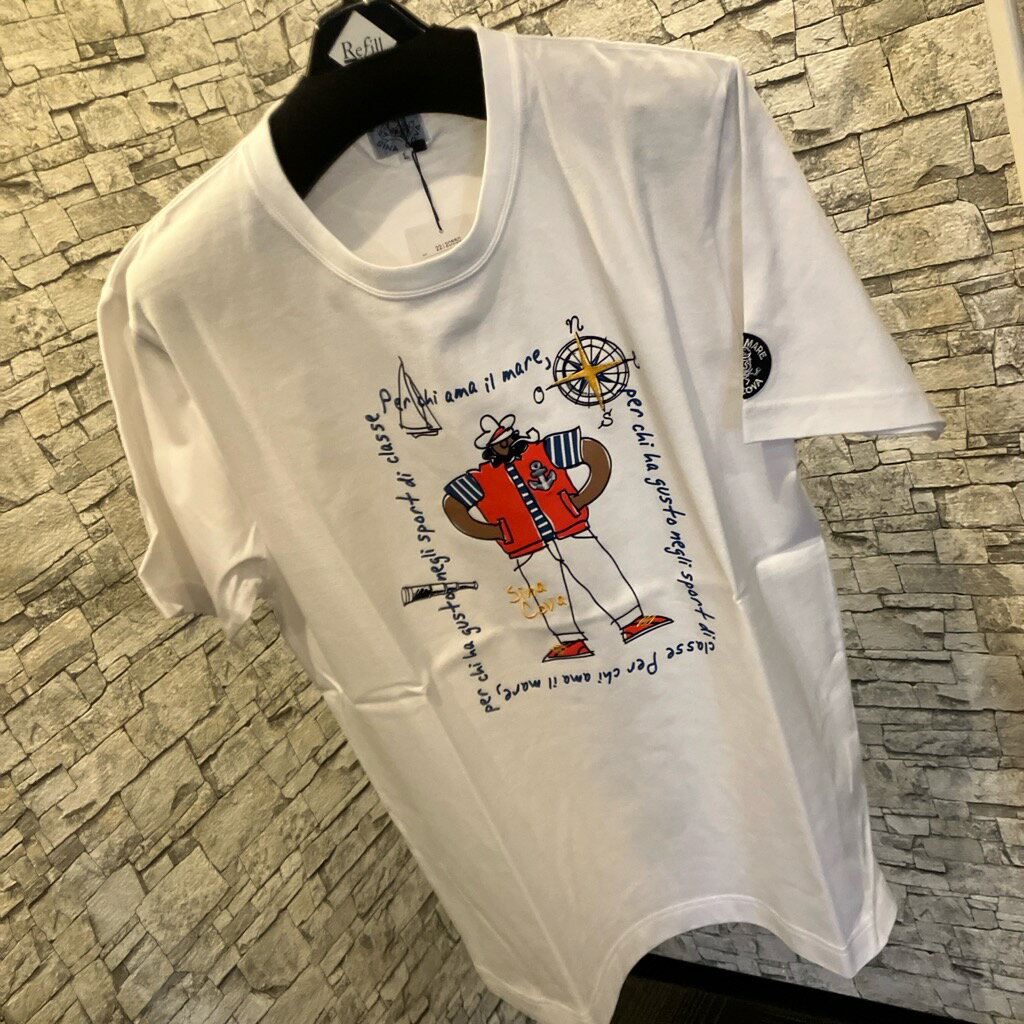 Rakuten - シナコバ半袖Tシャツ綿100％大人気「SINACOVA」ホワイト＆ネイビーマリンスポーツ（1万以上のお買い上げで送料無料）（父の日ラッピング無料）