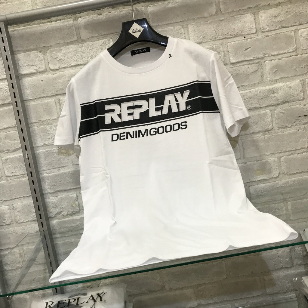 『REPLAY』ホワイト＆ブラック半袖（リプレイ）大人気Tシャツ（1万以上のお買い上げで送料無料）（父の日ラッピング無料）