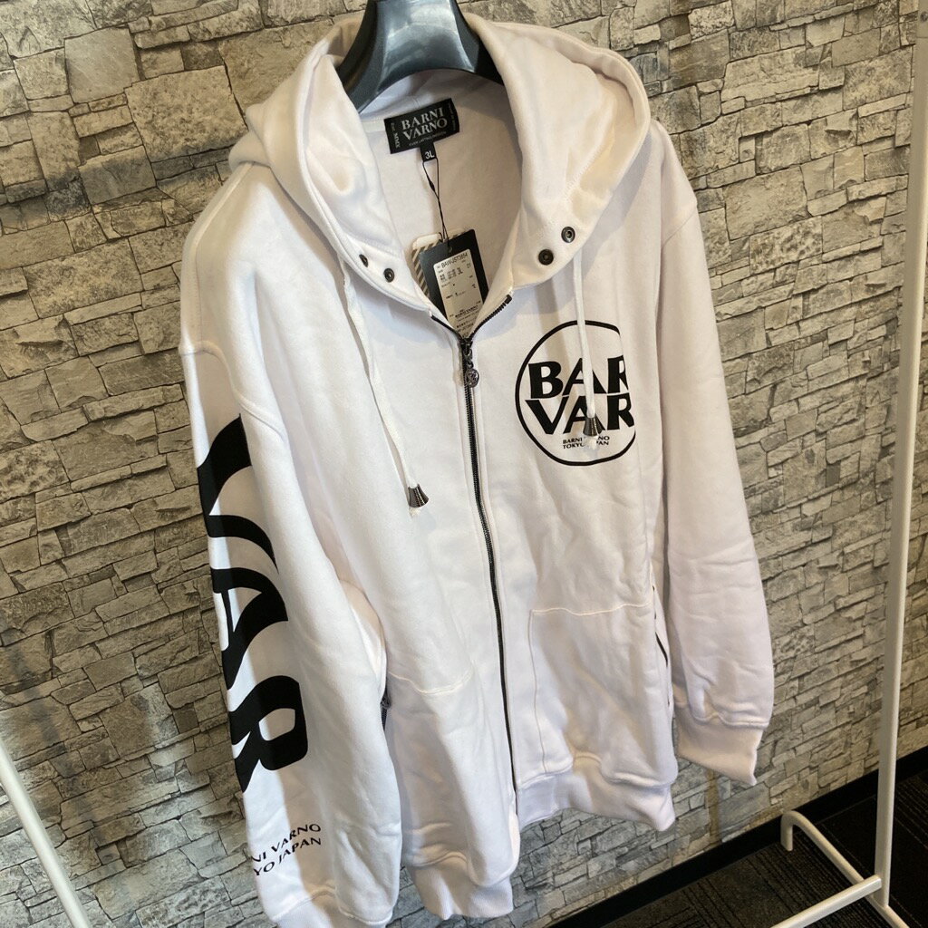 Character - BARNIVARNO大人気ホワイトジップトレーナー「ヴァーニバーノ」（1万以上のお買い上げで送料無料）キャラクター（父の日ラッピング無料）キングサイズLLサイズ