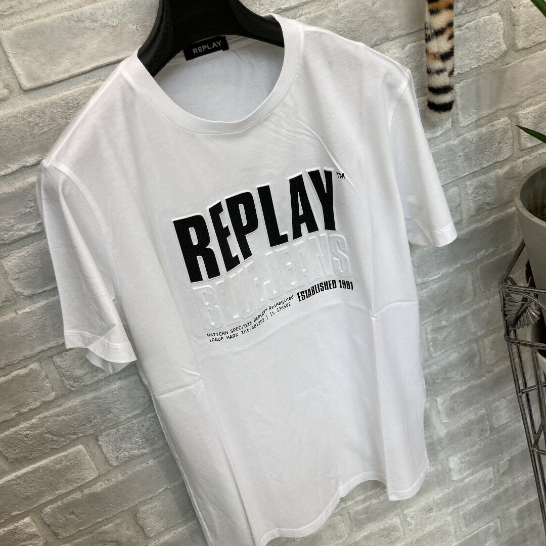 Rakuten - ホワイト『REPLAY』半袖『REPLAY』半袖（リプレイ）ホワイト大人気Tシャツ（1万以上のお買い上げで送料無料）綿100％（父の日ラッピング無料）